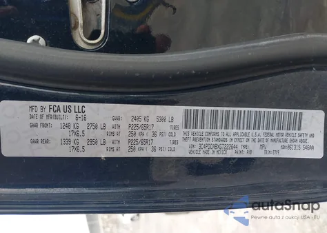 2016 Dodge Journey Se из США, поврежденный, VIN 3C4PDCABXGT222644